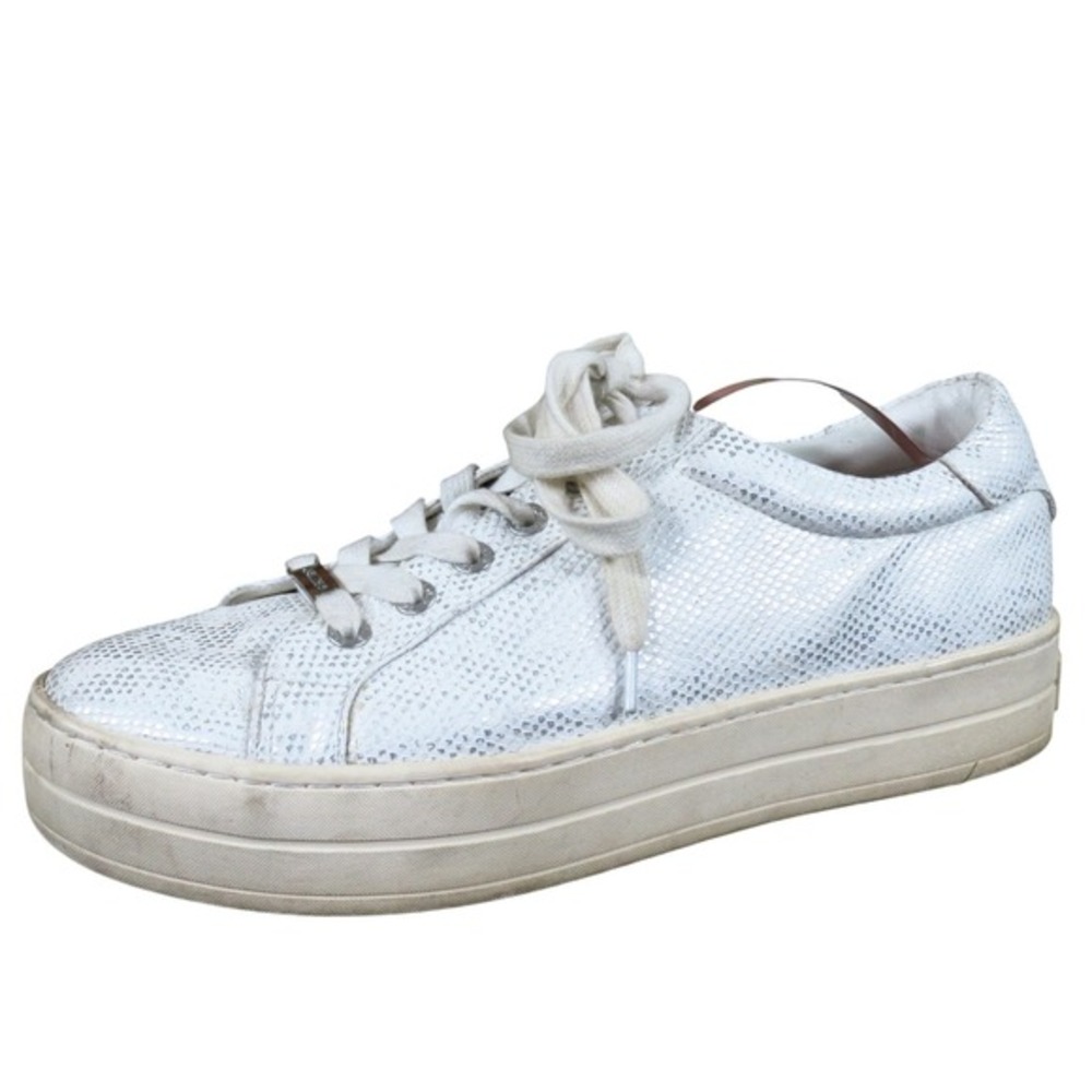 J/Slides Westie Women's 10 White Platform Sneakers Lace-Up Casual Shoes